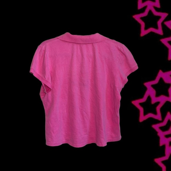 Y2K pink polo shirt with a small pocket with little flower detail - Picture 2 of 5